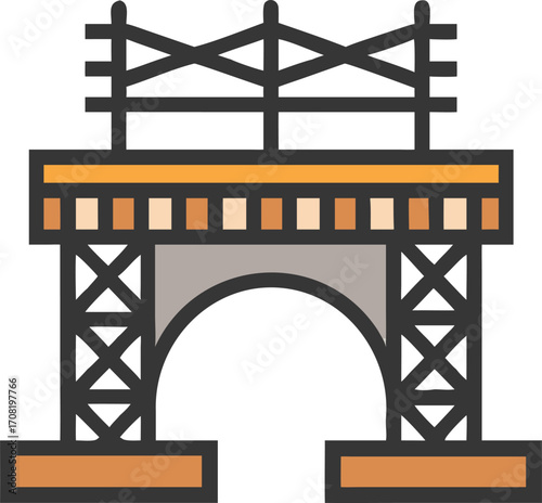 Vector illustration of a decorative bridge or arch with geometric patterns