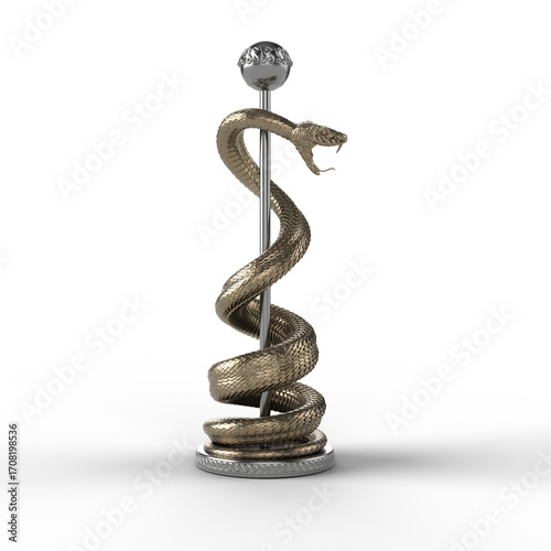 Aesculapian Staff Statue. 3D illustration