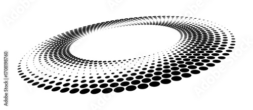 Abstract dotted vector background. Halftone effect. Circle dotted background or icon. Spiral with perspective.