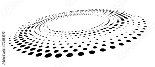 Abstract dotted vector background. Halftone effect. Circle dotted background or icon. Spiral with perspective.
