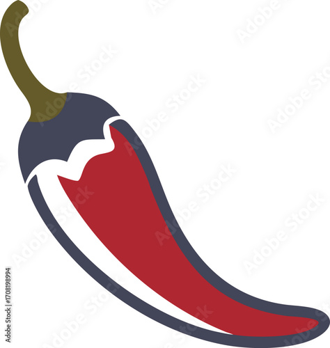 Illustration of a vibrant red chili pepper with a green stem
