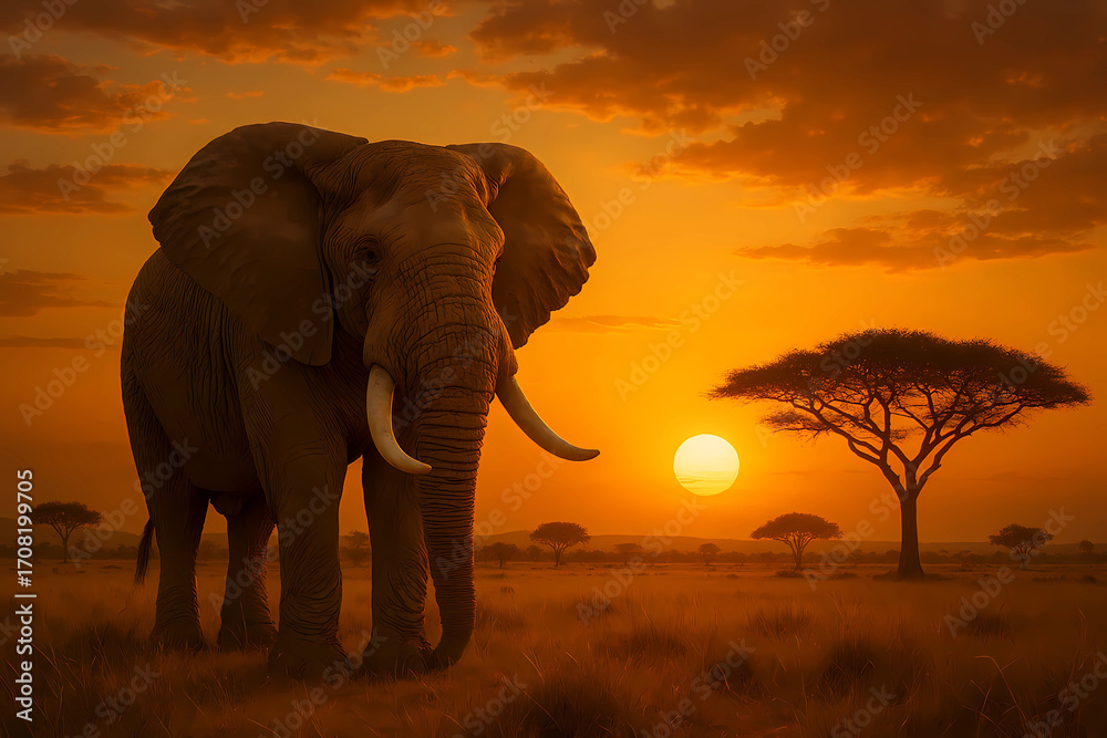 Obraz premium Tranquil Moment: Solitary African