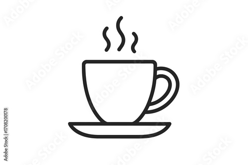 Coffee time vector line icon. Minimalist tea cup symbol for web design, app. Hot drink pictogram for cafe menu, coffee break. Espresso, cappuccino, beverage logo element.