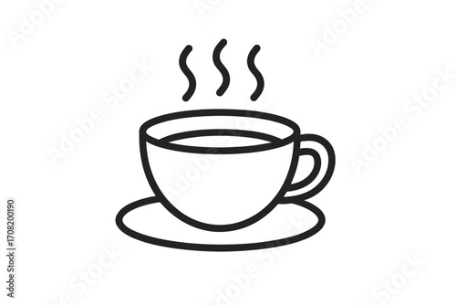 Coffee cup line icon. Hot drink symbol. Tea mug with steam. Minimalist outline pictogram for cafe menu or web design. Vector graphic of espresso, latte, cappuccino beverage.