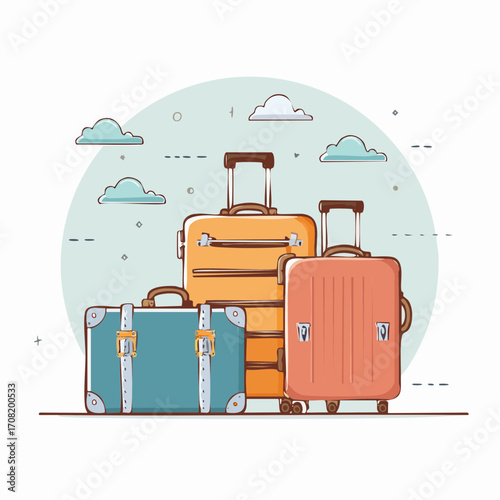 Three Suitcases Ready for Travel Adventure