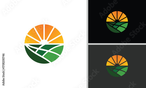 simple, minimalist, and elegant farmland landscape logo design
