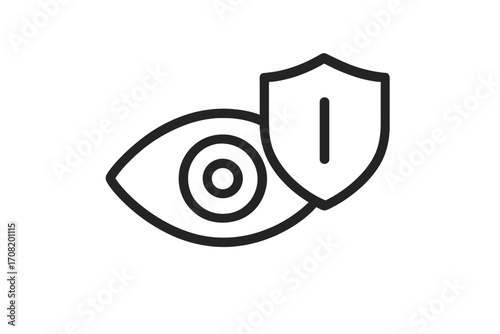 Eye protection and security thin line icon. Vision care, safety, and insurance concept. Data privacy, surveillance, and confidential information symbol. Ophthalmology vector sign.