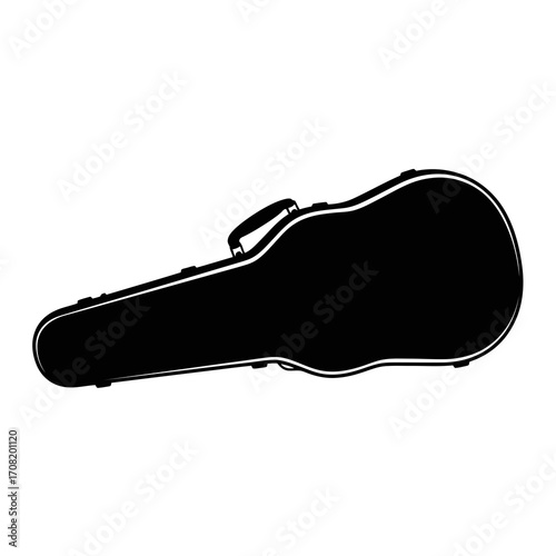 Black guitar case silhouette isolated on white background