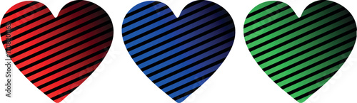 Gradiant Colourful Artistic Heart Sketch Created with Pencil Strokes, Vector Illustration on Transparent Background Including Several Heart Variants