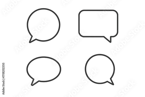 Set of minimal speech bubble icons. Chat, message, and communication symbols for web and app design. Simple outline vector illustration. Dialogue and comment graphic elements.