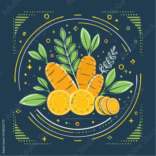 Vibrant Orange Carrots with Green Leaves Pixel Art Illustration