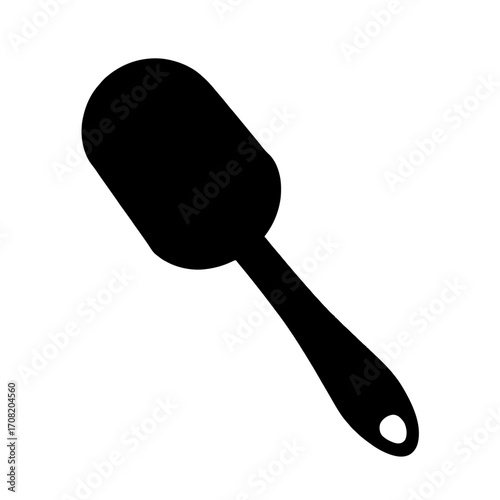 Minimalist black silhouette of an ice cream scoop symbolizing dessert serving tools