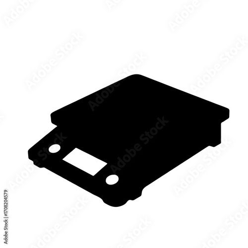 Minimalist black silhouette of a kitchen scale symbolizing modern cooking precision
