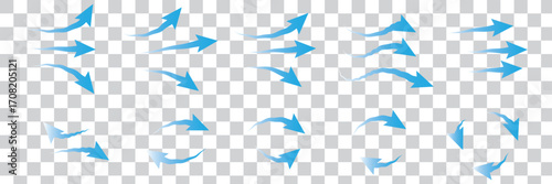Set of blue arrows showing cold air conditioner direction. 