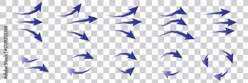 Set of blue arrows showing cold air conditioner direction. 