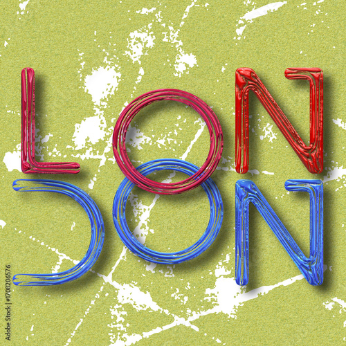 Testo LONDON con sfondo colorato