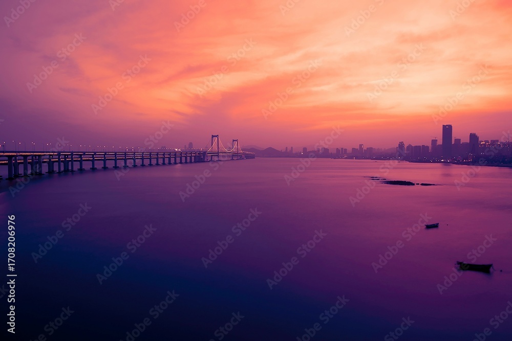 Fototapeta premium sunset over the river