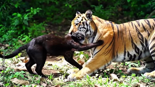tiger & cat  in the zoo