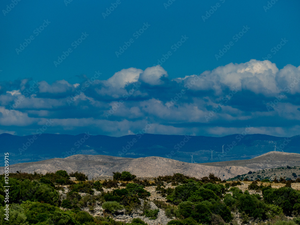 Naklejka premium Blick auf Goli Otok von der Insel Rab