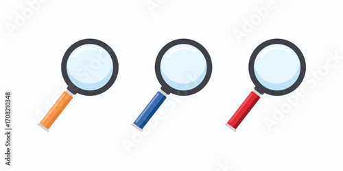 Set of magnifying glass icon. Magnifier or loupe icon. Search icon. Magnifying glass zoom icon.
