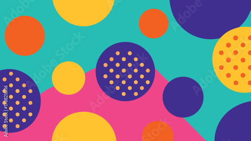 Vibrant Abstract Composition of Overlapping Circles and Shapes in Bold Colors Keywords: abstract, composition, overlapping, circles, shapes, colorful, vibrant, bold, modern, graphic design