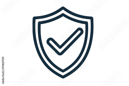 Shield with checkmark icon. Security, protection concept. Safety, guarantee, verified sign. Approved, quality, validated symbol. Modern outline style for app, web, ui.