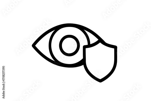 Eye with shield line icon. Vision protection, safety, and security concept. Health care, medical insurance, or data privacy symbol. Minimalistic vector illustration.