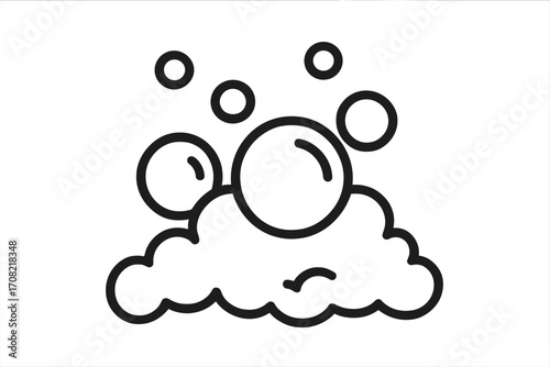 Bubble and foam line icon. Suds vector illustration. Soap symbol. Washing and cleaning concept. Hygiene and freshness. Water lather. Fizzy drink. Carbonated beverage.
