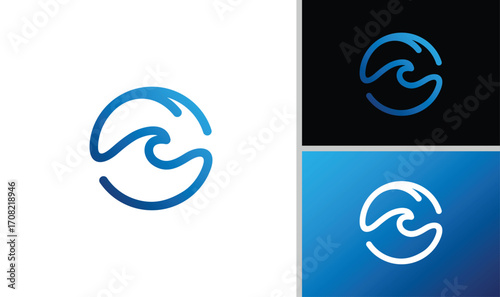 Creative, minimalist and elegant circular wave logo design