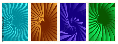 Gradient swirl psychedelic background, vibrant retro spiral vortex, colorful groovy twirl texture, abstract trippy optical illusion waves, retro burst carnival art, hypnotic vortex backdrop,colour set