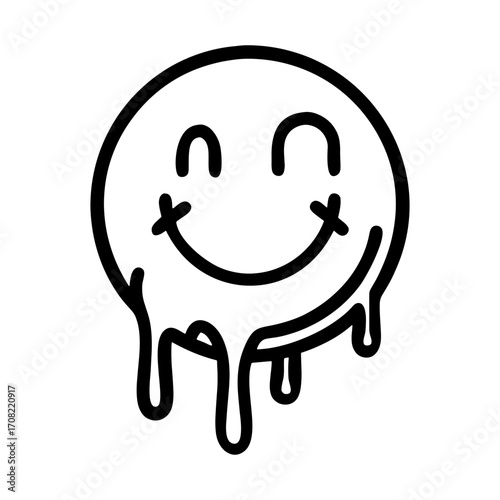 unusual smiley face with paint drips