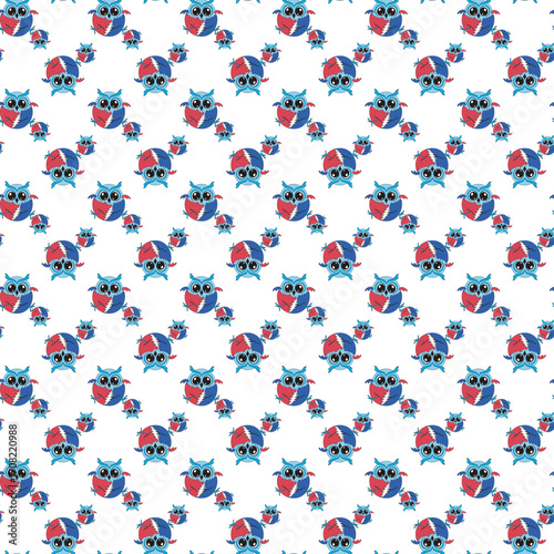 Seamless childish pattern with funny animals faces . Creative  kids texture for fabric, wrapping, textile, wallpaper, apparel. Vector illustration