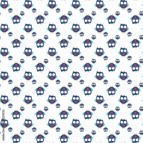 Seamless childish pattern with funny animals faces . Creative  kids texture for fabric, wrapping, textile, wallpaper, apparel. Vector illustration