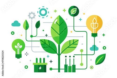 Modern eco energy concept promoting sustainability and renewable resources for a greener future design