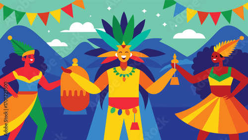 Vibrant rio de janeiro street festival celebration with carnival dancers and festive decorations