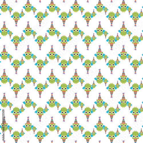 Seamless childish pattern with funny animals faces . Creative  kids texture for fabric, wrapping, textile, wallpaper, apparel. Vector illustration