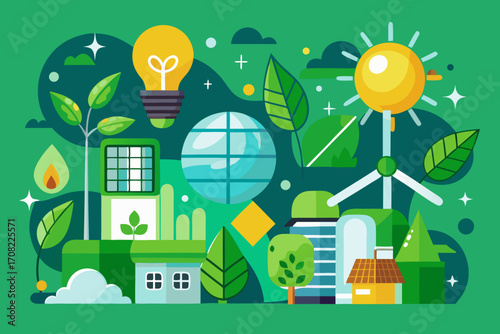 Sustainable living with energy and nature, a modern vision for a greener future planet earth