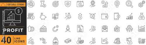 Profit line editable icon set. Vector illustration.