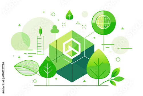 Sustainable solutions with geometric design elements for eco friendly business branding and innovative green growth