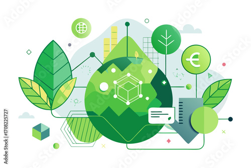 Sustainable business growth concept with global reach and eco friendly practices for a green economy future