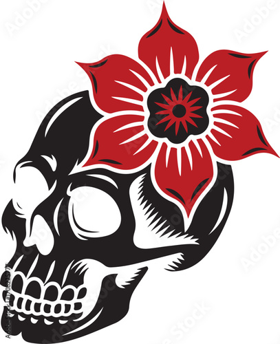 Vector image of a flower with a skeleton head