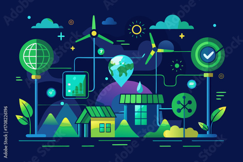 Sustainable eco friendly living with renewable energy sources for a greener planet future now
