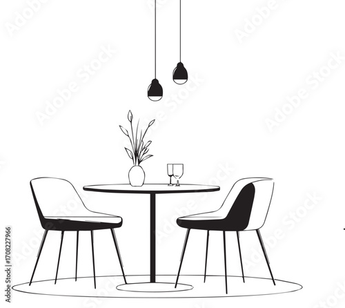 vector illustration of a dining room