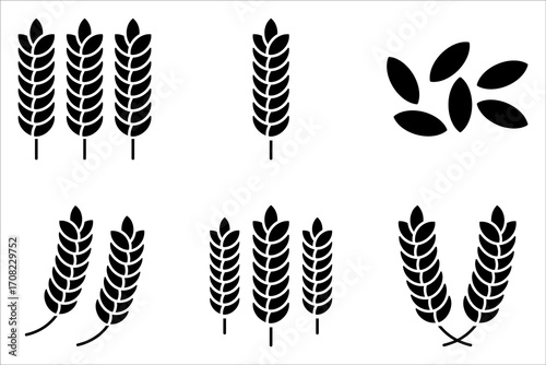 Farm wheat ears Icon set .Symbol isolated white background. vector illustration. color editable.