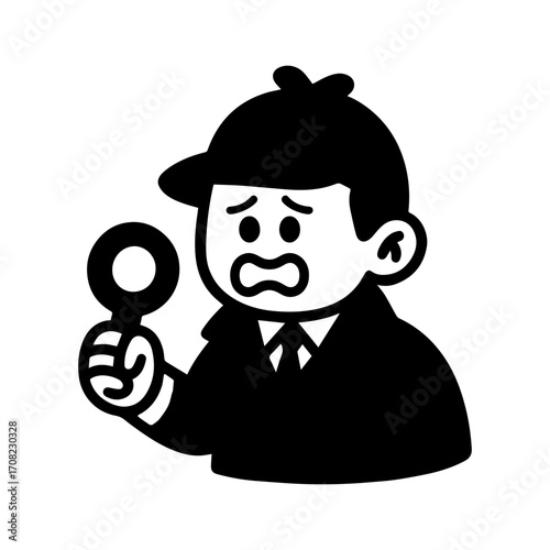 character emotion detective fear vector on white background Vector icon character with emotion