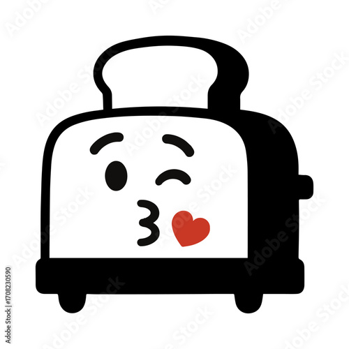 character emotion toaster kiss vector on white background Vector icon character with emotion