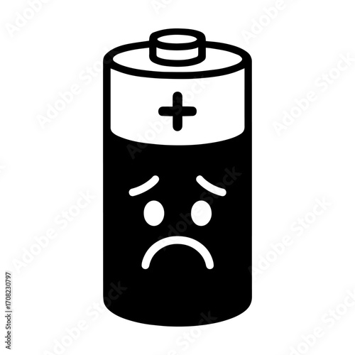 character emotion battery sadness vector on white background Vector icon character with emotion