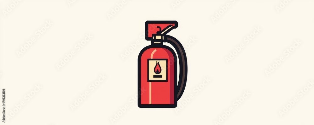Obraz premium Vector icon of a red fire extinguisher.