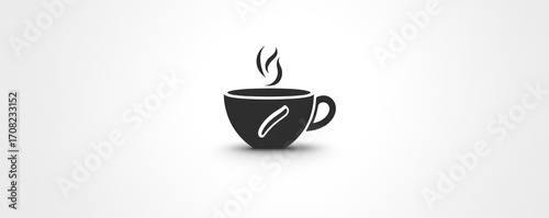Minimalist steaming coffee cup icon.