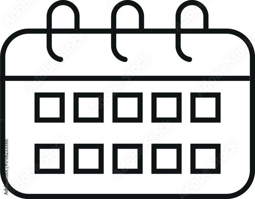 Ícono de calendario con diez días – diseño lineal minimalista en blanco y negro